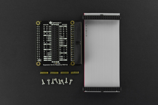 IO Expansion Hat for Raspberry Pi 3/4/400, Detailed Pinout, 40PIN Cable