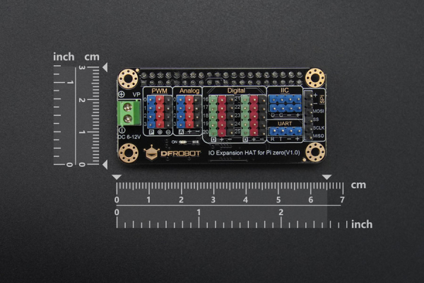 IO Expansion HAT, Raspberry Pi Zero/Zero W, 12-bit ADC, PWM, UART
