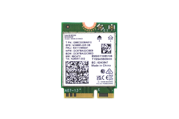 Wireless Network Card Intel BE200, M.2 E Key, WiFi7, Bluetooth 5.4, for LattePanda Sigma