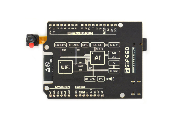 Maixduino AI Dev Board K210 RISC-V, ESP32, WiFi, BT, GC0328 Cam