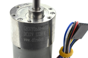 DC Geared Motor w/Encoder, 12V, 122RPM, 38Kg.cm, Metal