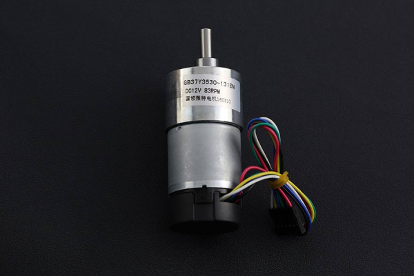 DC Geared Motor w/Encoder, Metal, 12V, 83RPM, 45Kg.cm