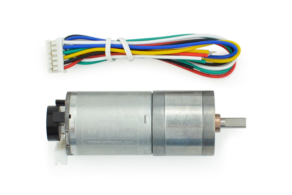 DC Geared Motor, w/Encoder, Metal, 6V, 100RPM, 6.5Kg.cm