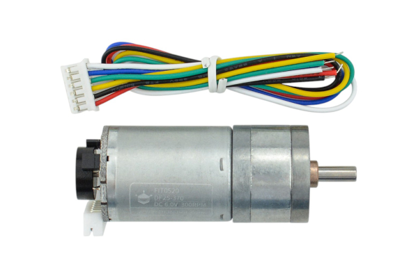 DC Geared Motor, Encoder, Metal, 6V, 300RPM, 3.6Kg.cm