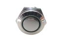 Pushbutton Metal illuminated-Green Ring, IP67, 19mm, 5-12V