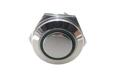Pushbutton Metal illuminated-Green Ring, IP67, 19mm, 5-12V