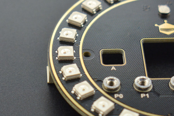 Circular RGB LED Expansion Board, 24 RGB LEDs, Microphone, Buzzer