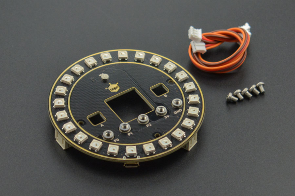 Circular RGB LED Expansion Board, 24 RGB LEDs, Microphone, Buzzer