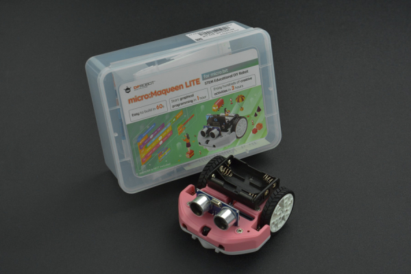 micro: Maqueen Lite with Skin, Red, micro:bit Educational Programming Robot Platform