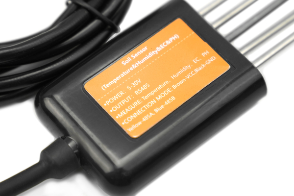 Soil Moisture, Temperature, pH & EC Sensor MODBUS RTU RS485, IP68, 5-30V
