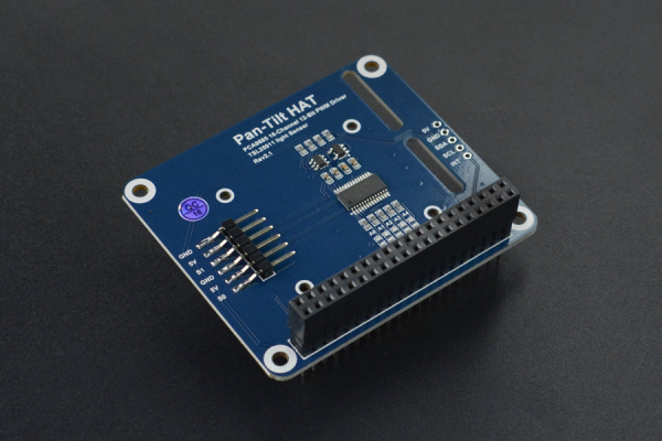Pan-Tilt HAT, 2-DOF, I2C, 12-bit PWM, Light Sensor