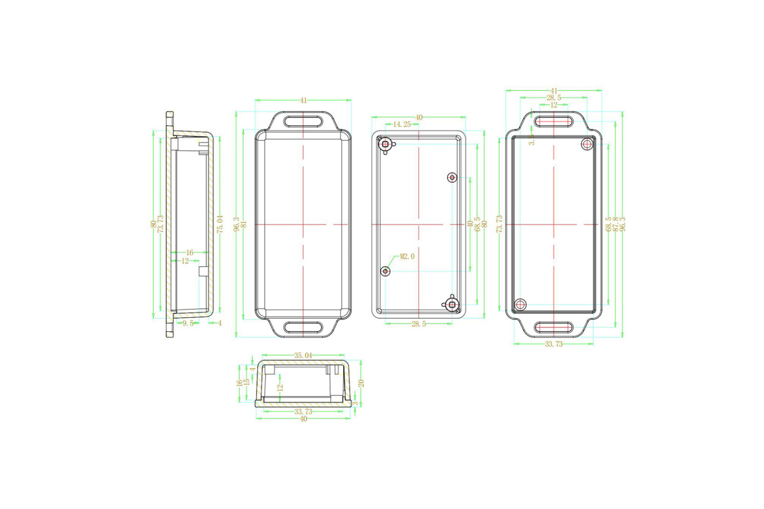 Fitzroy Box FIT0725, Plastic Project Box Enclosure, 3.15 x 1.61 x 0.79 inch, for ...