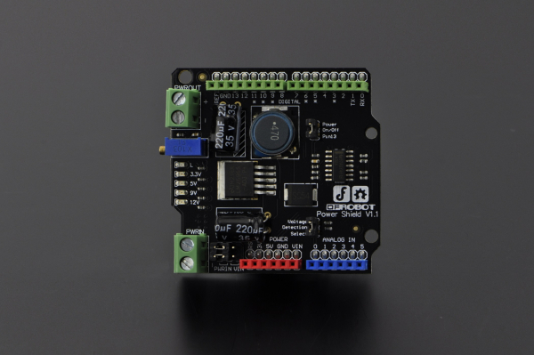 Power Shield, Arduino Compatible, 4.5-35V, 1.25-12V, 3A Peak