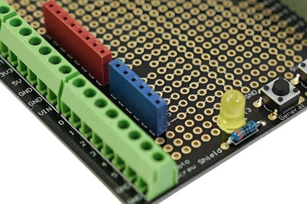 Proto Screw Shield - Assembled, Screw Terminals, LED, Buttons