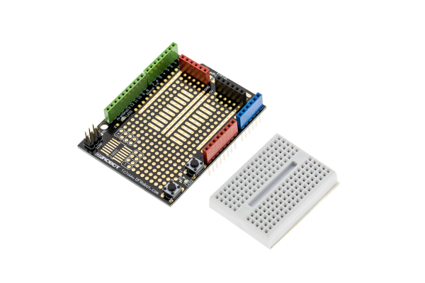 Prototyping Shield, Arduino, Mini Breadboard, Reset Button, ICSP Header