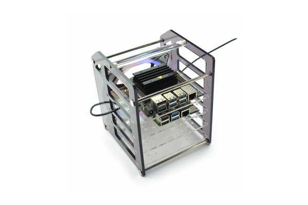 Rack Tower for Raspberry Pi 4B/3B & Jetson Nano, 4-Layer, LED Fan