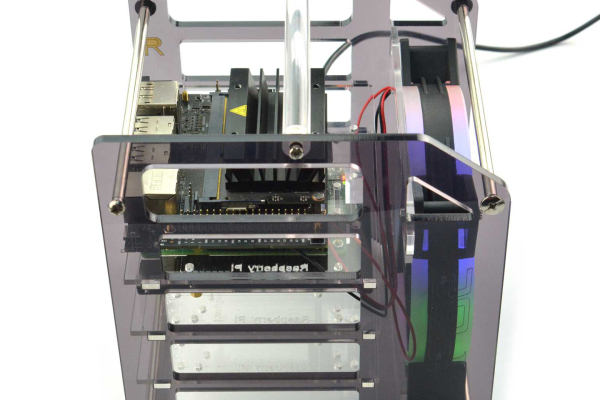 Rack Tower for Raspberry Pi 4B/3B & Jetson Nano, 4-Layer, LED Fan