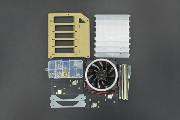 Rack Tower for Raspberry Pi 4B/3B & Jetson Nano, 4-Layer, LED Fan