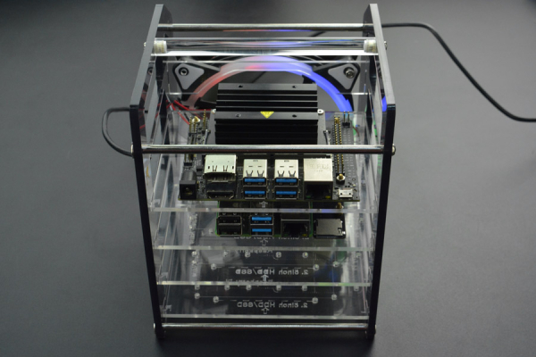 Rack Tower for Raspberry Pi 4B/3B & Jetson Nano, 4-Layer, LED Fan