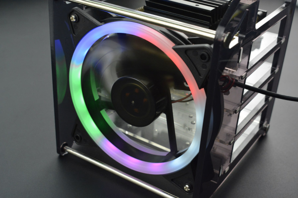 Rack Tower for Raspberry Pi 4B/3B & Jetson Nano, 4-Layer, LED Fan