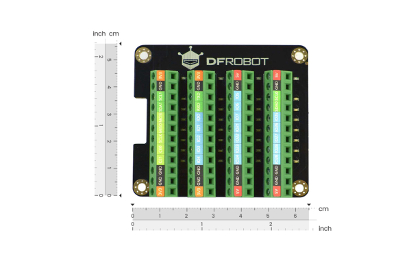 GPIO Terminal Block HAT, Raspberry Pi 4B, LED Indicators, Color Silkscreen