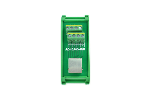 RJ45 Terminal Block Adapter - Horizontal, DIN Rail, 8-Port, Green