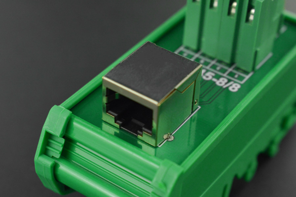 RJ45 Terminal Block Adapter - Horizontal, DIN Rail, 8-Port, Green