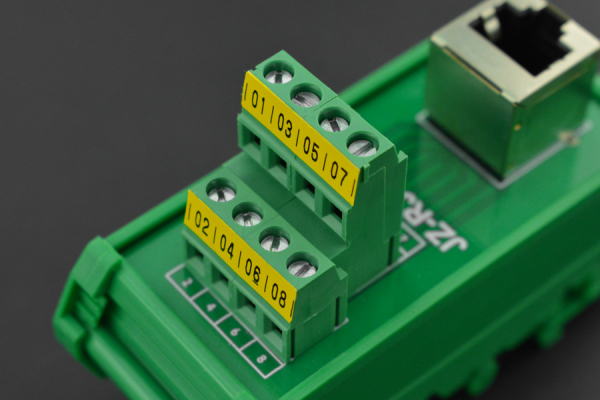 RJ45 Terminal Block Adapter - Vertical, DIN Rail, Easy Wiring