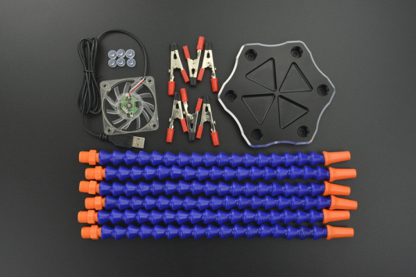 Soldering Station, Six Arm, Aluminum Base, USB Fan