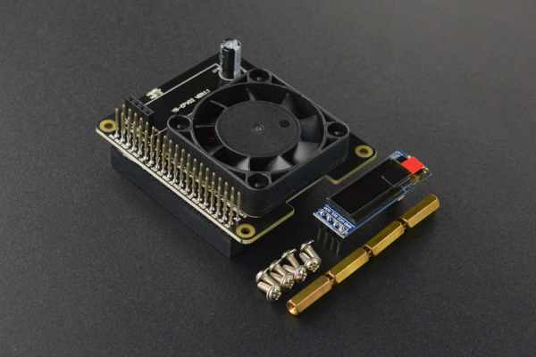 Smart Cooling Hat For Raspberry Pi 4B, Auto Fan, RGB LEDs, OLED Display