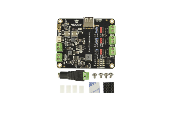 Solar Power Manager, MPPT, 2A Charge, 3.3V/5V/9V/12V Outputs