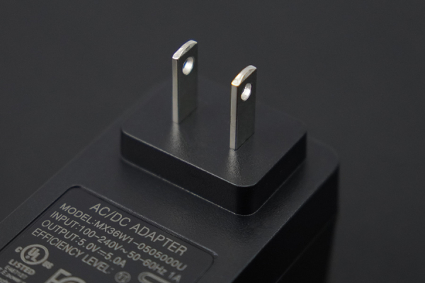 USB Power Supply, Raspberry Pi 5, 5V/5A, US Standard, UL and FCC Certified