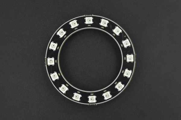 RGB LED Ring Lamp WS2812-16, Full-Color, 1-Wire, Cascadable