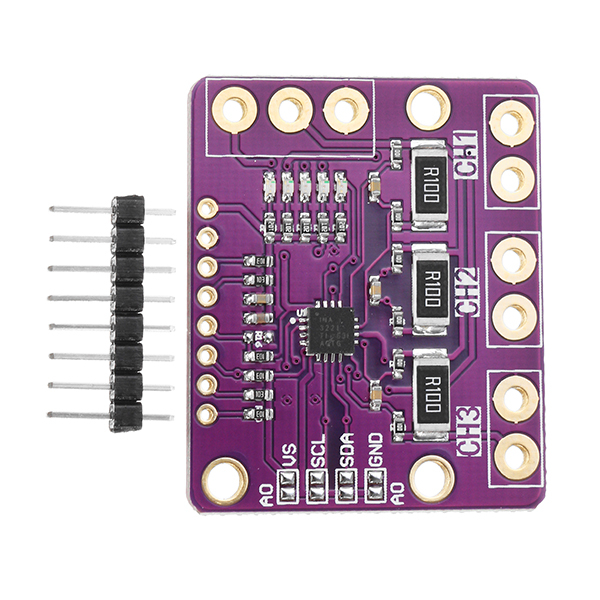 INA3221 3-kanals strøm- og effektmonitor – forside (leveret board er sort)