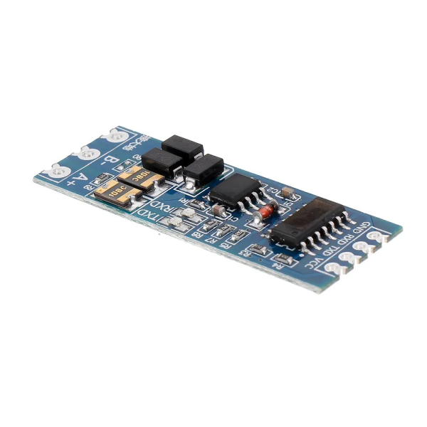 RS485 til TTL-modul – set fra RS485-enden med A+, B- og jordtilslutning