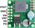 Pololu D36V50F9 pinout-diagram med VOUT, GND, VIN, VRP, EN og PG