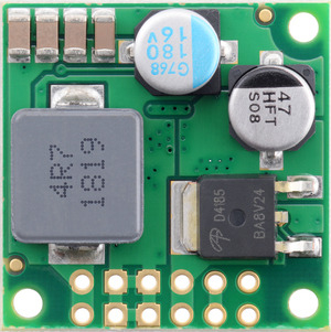Pololu D36V50F12 – oversiden med chip og tilslutninger PG, EN, VRP, VIN, GND, VOUT