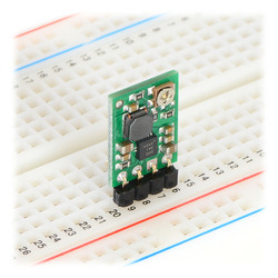 Pololu U1V11A boost-regulator – undersiden med benlabels (SHDN, VIN, GND, VOUT)