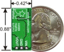 Pololu justerbar boost-regulator 2,5–9,5V – størrelsessammenligning