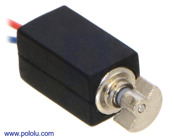 DC-vibrationsmotor 11,6×4,6×4,8 mm med gummikappe – set fra siden
