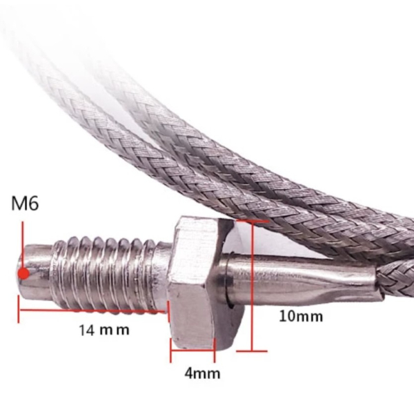 K-type termoelement K1M M6 – drejelig gevindføler, 1 m, 0-400 °C