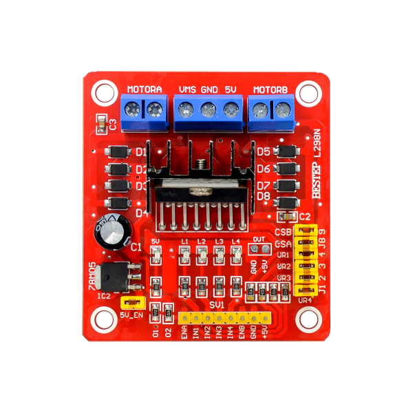 L298N dual H-bro motordriver – 2 DC-motorer eller 1 bipolær stepper